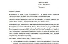 Odpowiedź Ministerstwa Zdrowia na pismo Retina AMD Polska